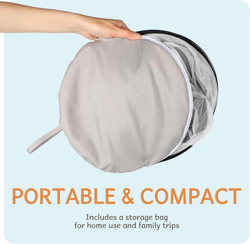 BEBONO Mosquito Net for Pack N Play, Half Blackout Netting Cover with 2-Way Zipper for Playpen, Keep Cats Out, Foldable with Storage Bag - Image 5